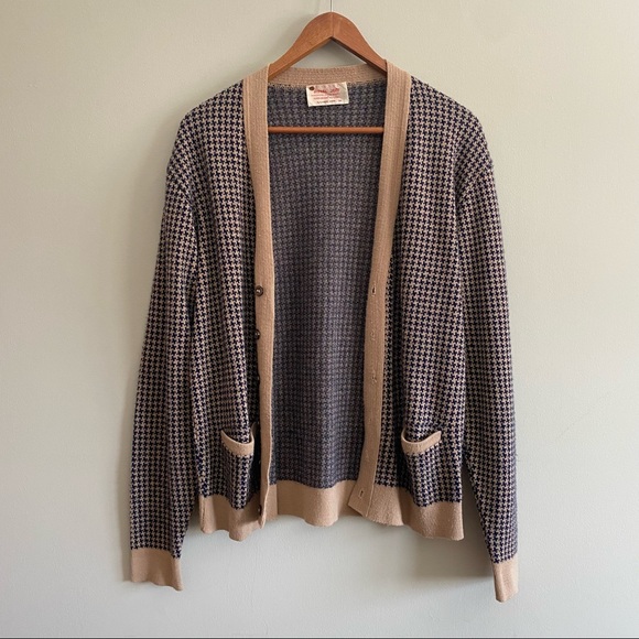 Vintage Sweaters - Vintage Royal Jeff Houndstooth Sweater